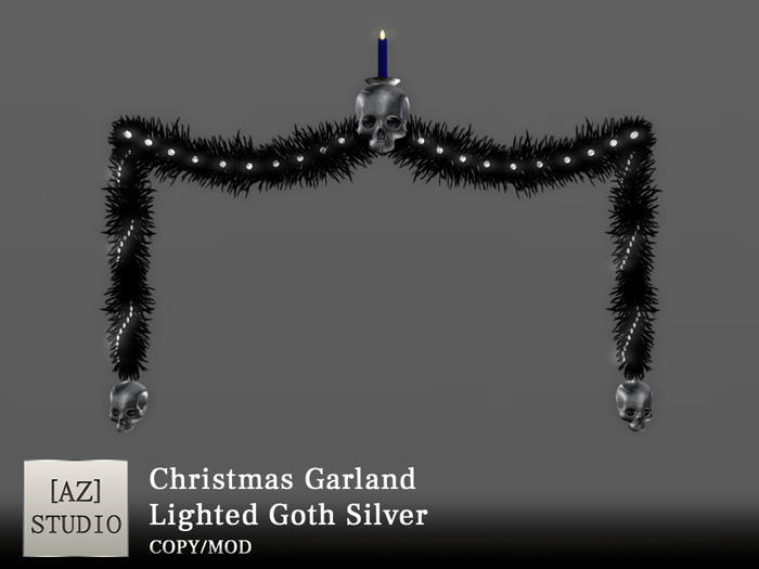 [AZ] STUDIO - Christmas Garland - Lighted Goth Silver