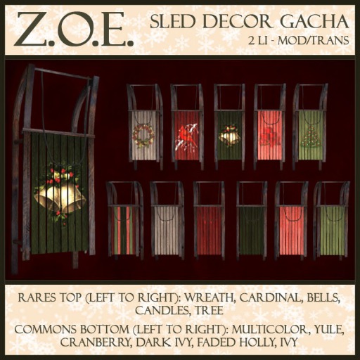 Z.O.E. Sled Decor - Dark Ivy Boxed