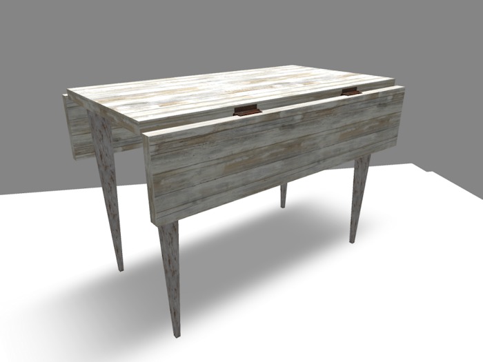 Distressed wood plank drop leaf table 1Li