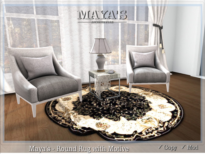 Mayas - Round Rug with Motive - Set