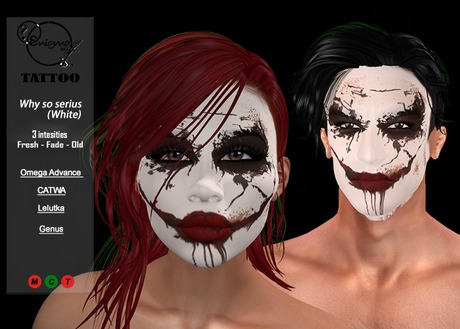 Second Life Marketplace - [enigma Ink] - Why so serius (White) Tattoo