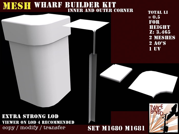 "TB" Part of a modular Wharf builders kit: Inner and outer corners FULL PERMISSIONS M1680 M1681