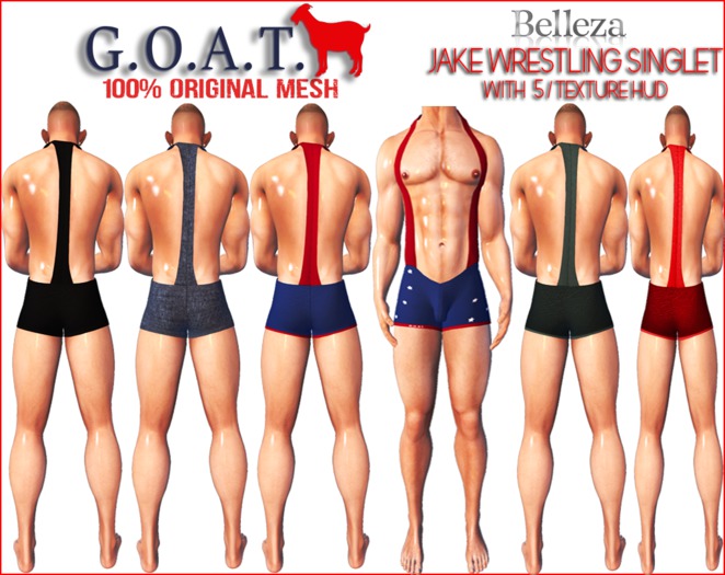 G.O.A.T. BELLEZA JAKE WRESTLING SINGLET with 5/TEXTURE HUD