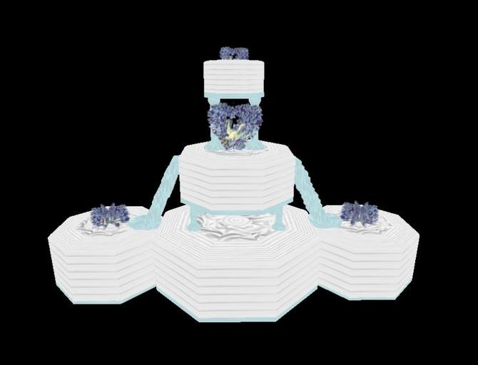 White/blue/purple multi tier cake