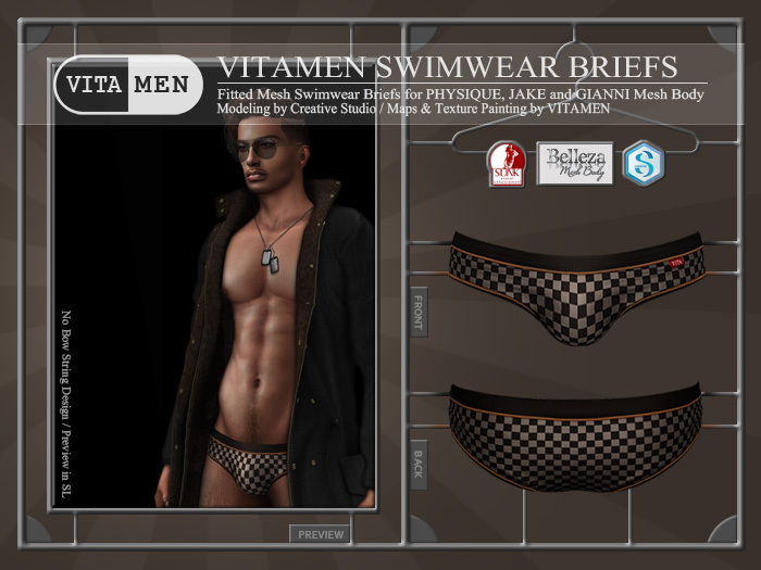 VITAMEN :SwimwearBriefs :Geometric-Ichimatsu (wear to unpack)