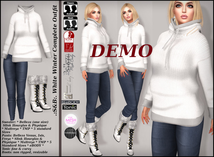 .:S&B:. White Winter Complete Outfit Demo
