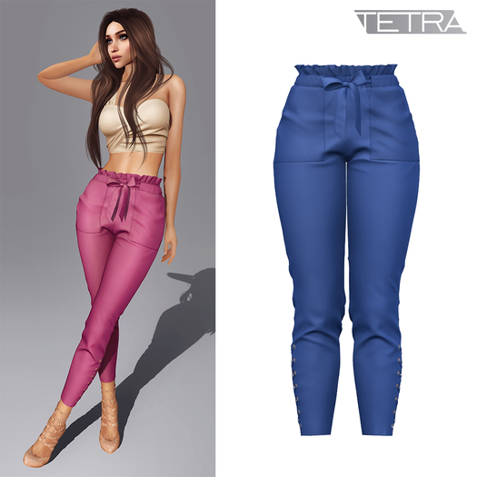TETRA - High-waisted tie pants (Indigo)