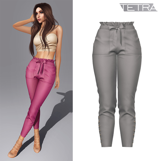 TETRA - High-waisted tie pants (Gray)