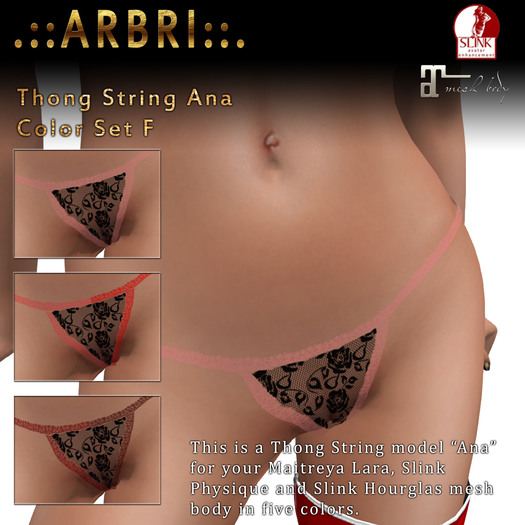 .::Arbri::. Thong Ana - Laced Roses Set G (red)