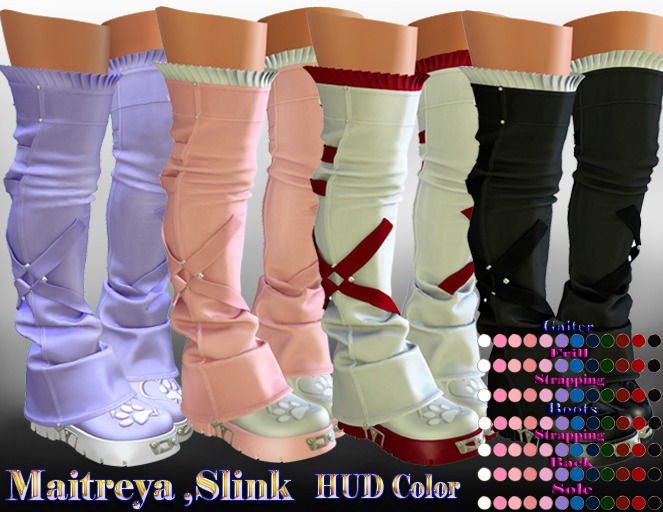 InStyle -Gaiter and boots -HUD color -Maitreya, Slink
