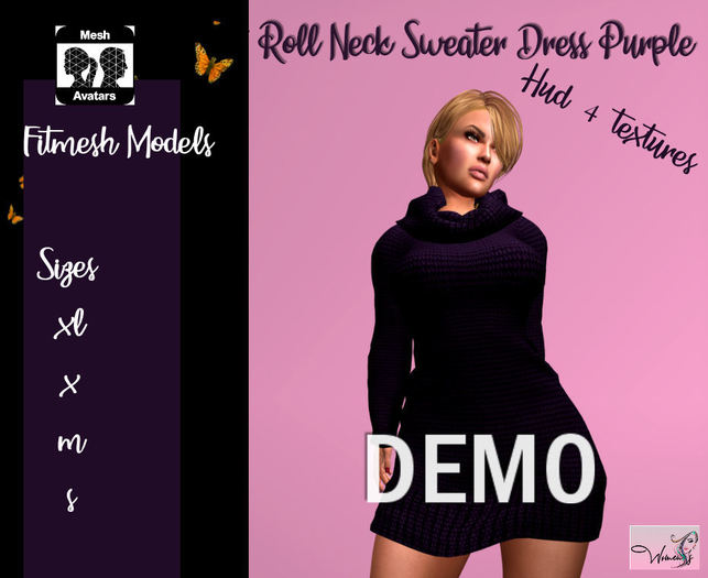 DEMO [Woman] 111 - Roll Neck Sweater Dress - FITMESH (ADD)