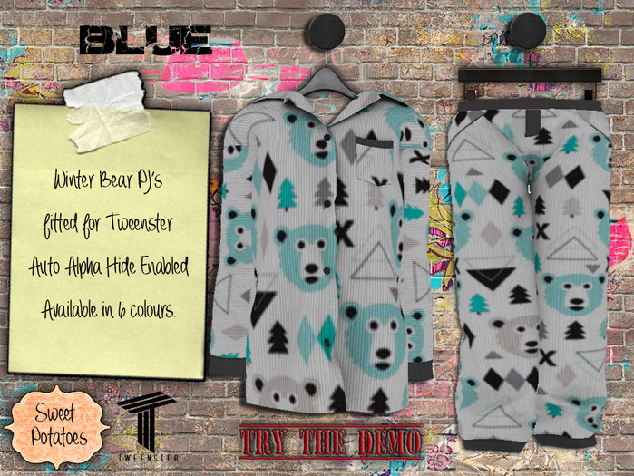 < SP >  Winter Bear PJ's for Tweenter - Blue