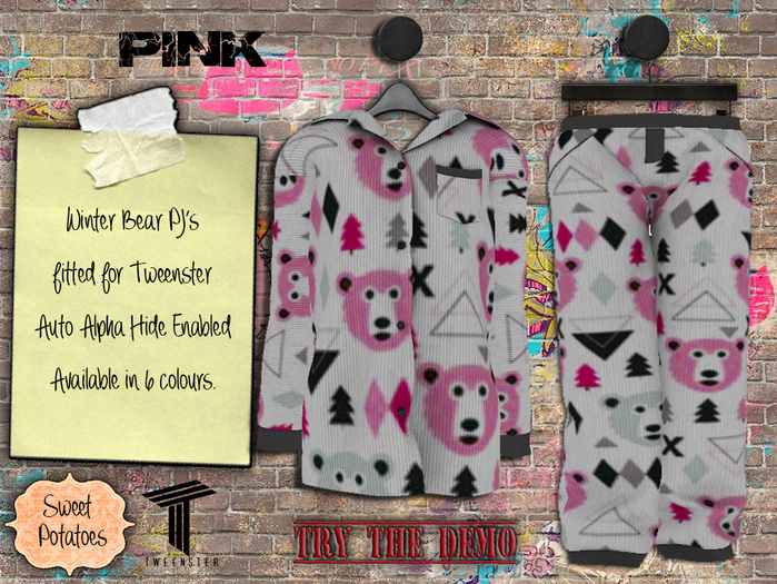 < SP >  Winter Bear PJ's for Tweenter - Pink
