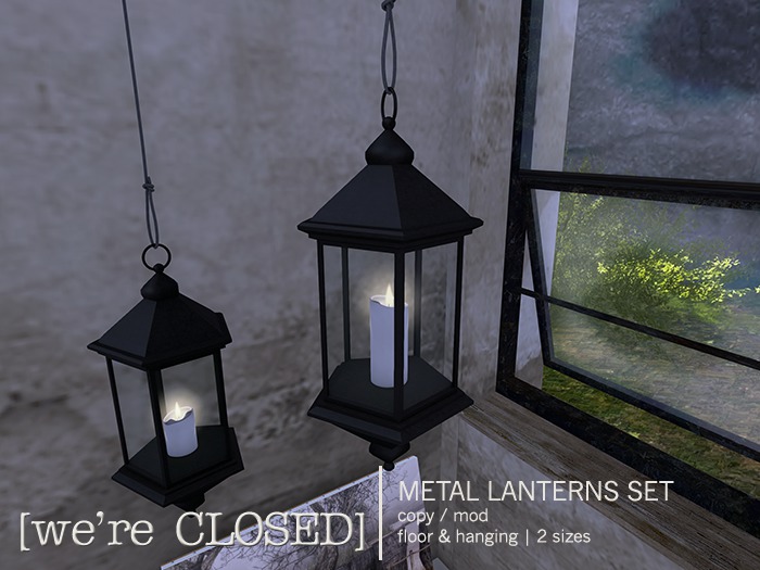 [we're CLOSED] metal lanterns hanging