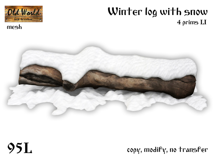 Winter log with snow v1 - Rustic Garden - Old World