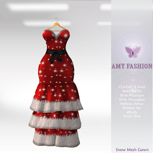 =AF= Snow Mesh Gown - Red