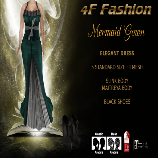 Mermaid Gown Silver Green (wear to unpack)