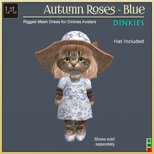 L2L Autumn Roses Dinkies Dress - Blue