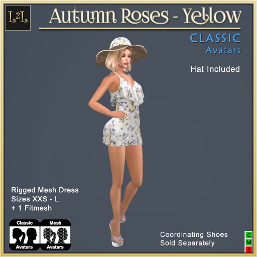L2L Autumn Roses Dress - Yellow