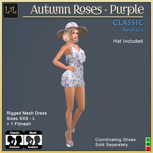 L2L Autumn Roses Dress - Purple