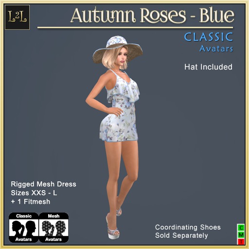 L2L Autumn Roses Dress - Blue