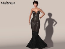 ~PP~ Onyx Ribboned Sequined Party Gown