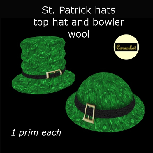 St. Patrick hats: top hat and bowler Wool