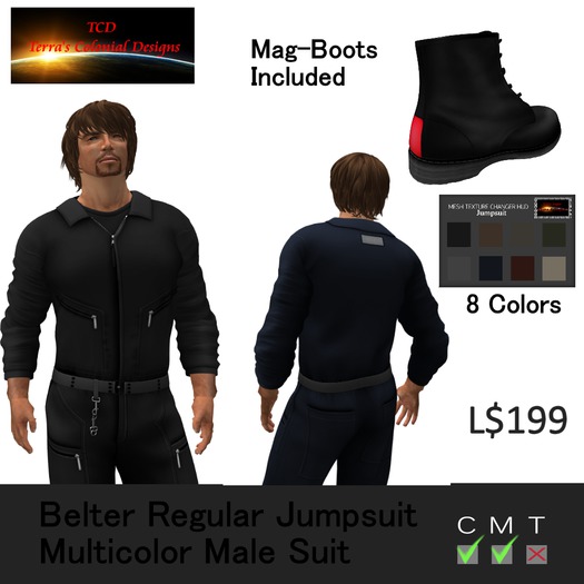 Mesh Belter Regular Jumpsuit Multicolor Male Suit