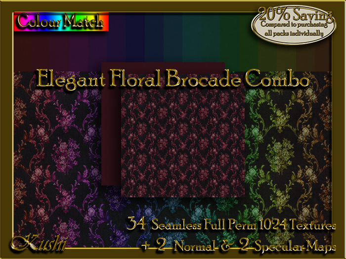 Elegant Floral Brocade COMBO Textures