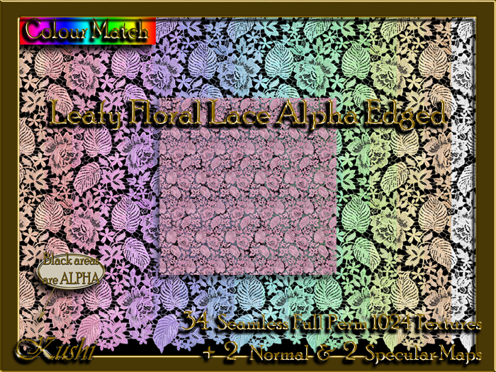 Leafy Floral Lace Alpha Edged Textures