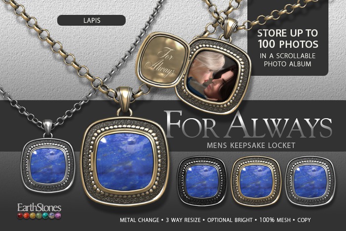 EarthStones For Always Mens Locket ~ Lapis
