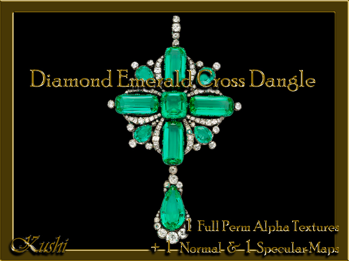 !Kushi! DiamondEMERALDCrossDangle Textures -WEAR TO UNPACK