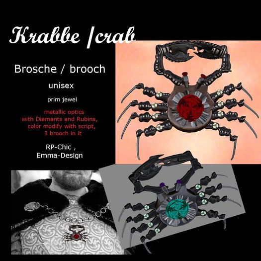 RP-Chic jewel crab brooch rubin