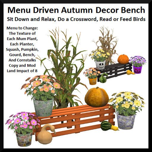 Menu Driven Autumn Decor Bench - Boxed
