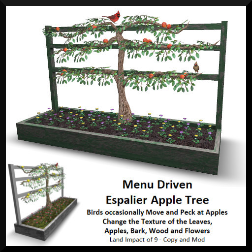 Menu Driven Espalier Apple Tree with Cardinals