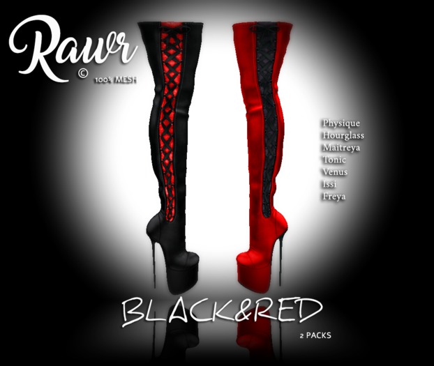 .:RAWR:. BLACK&RED BOOTS