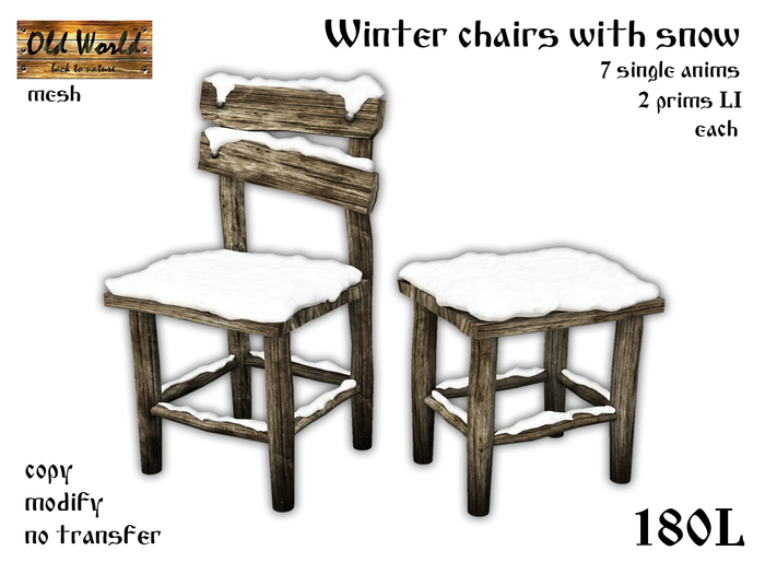 Rustic chair with snow - Old World - Medieval / Rustic