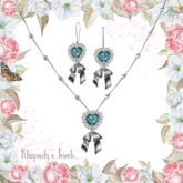 *RJ* Royal Heart Jewelry Set - Silver - Aquamarine