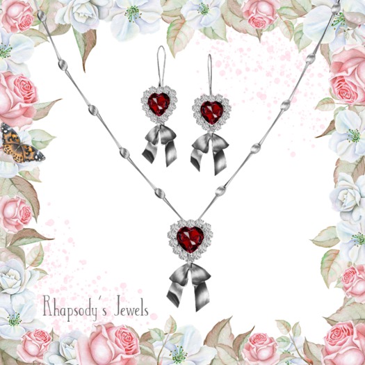 *RJ* Royal Heart Jewelry Set - Silver - Ruby