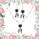 *RJ* Royal Heart Jewelry Set - Silver - Obsidian