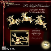 C&F Xmas Decor - Gold Reindeer & Tea Lights - 2 LI