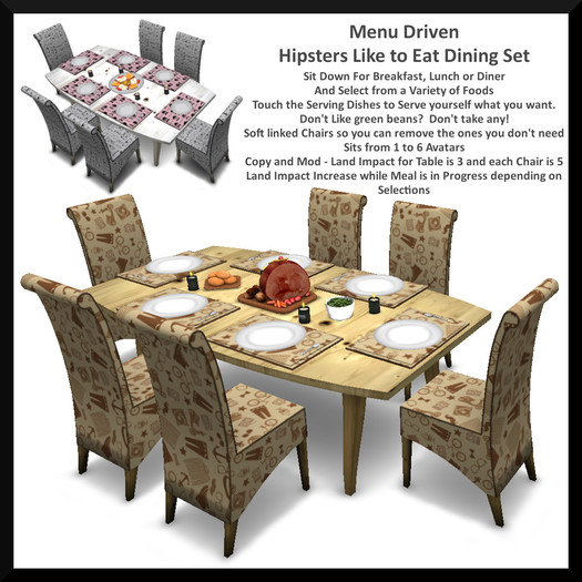 Menu Driven Hipsters Like to Eat Dining Set