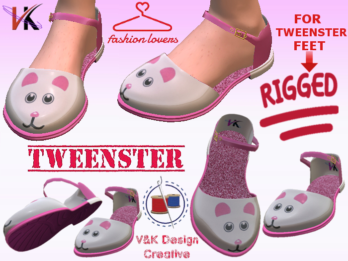 V&K Design Rigged Tweenster cute Mouse shoes