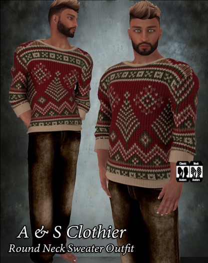 A & S Clothier Burgandy Tree Round Neck Sweater