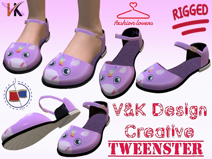 V&K Design Rigged for Tweenster unicorn Shoes