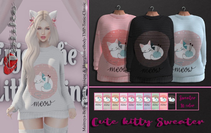 Tatiko - Cute kitty Sweater 10 color HUD