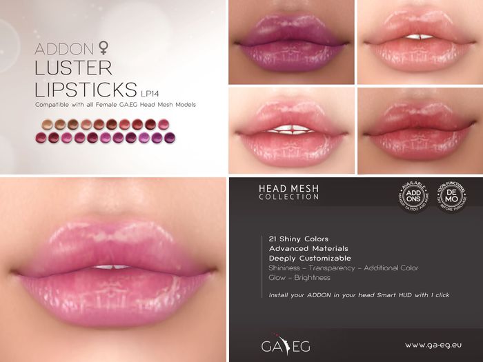 [GA.EG] Mesh Heads Addon - LP14 Luster Lipsticks
