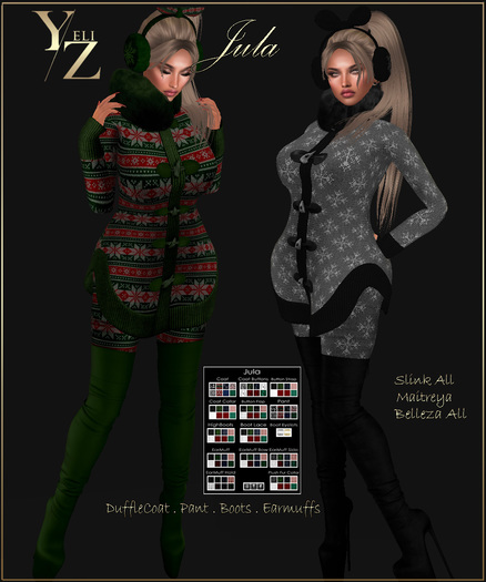 YELIZ MESH "JULA" COAT BOOTS PANT EARWARMERS HUD