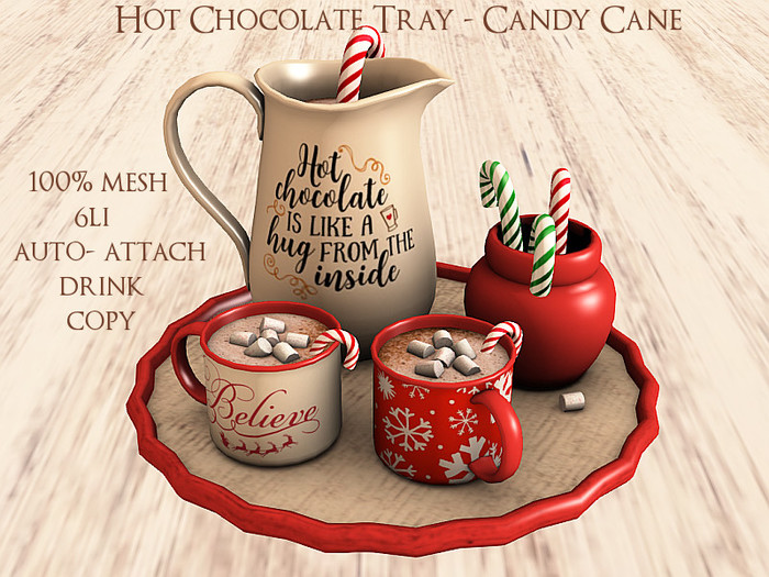 LOVE - HOT CHOCOLATE TRAY - CANDY CANE - ADD ME