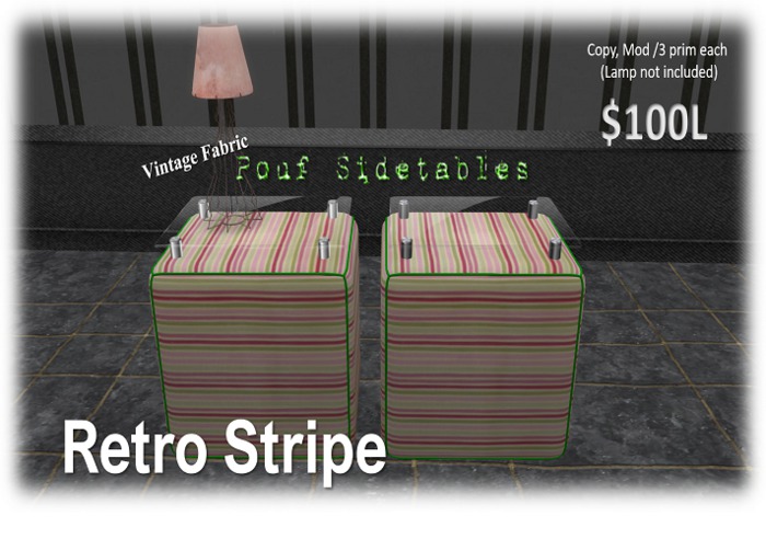 Pouffe Table - Pink Stripe